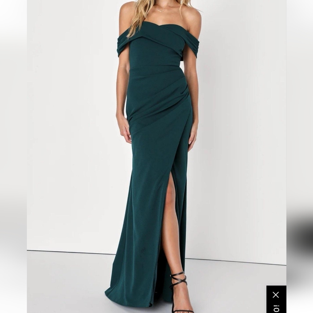 Lulus Green Off the Shoulder Maxi